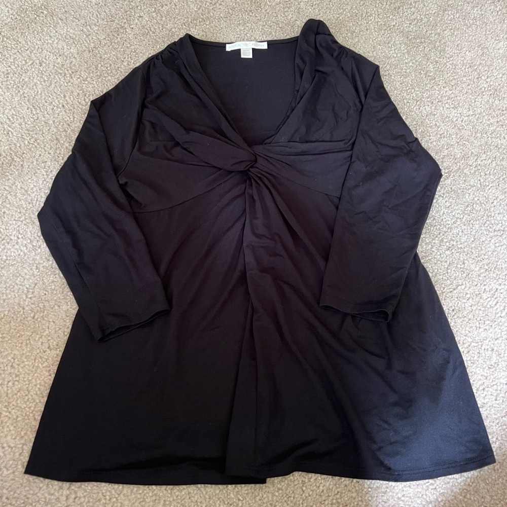 Women’s Boston Proper Elegant Black Top size XL Crossover Mock Wrap
